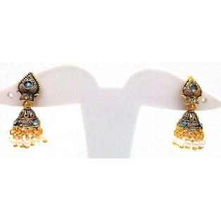 Golden Oxidized Women Earring Jhumka Jhumki Jewelry Drop PushBack Classy Gift 75